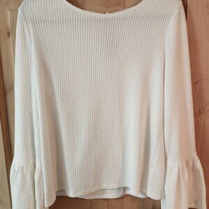 Anthropologie Porridge White Top Shirt Bell Sleeve Joan Ribbed Medium